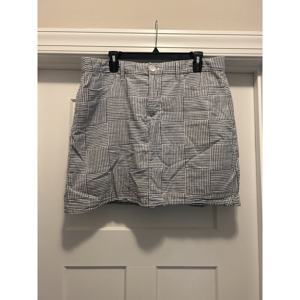 CROFT & BARROW Gray White Striped Skort Skirt with Shorts Womens Size 16 Plus